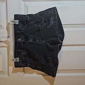 American Eagle Shorts Womens 4 Black Wash Cuffed Festival Jean Denim Distressed
